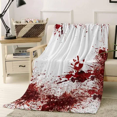 Bloody Handprint Horror Splatter Blanket for Halloween Fans