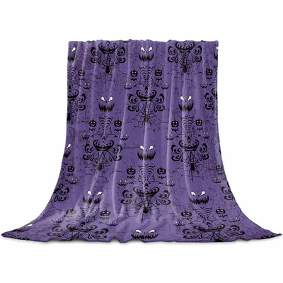 Ghost House Haunted Mansion Blanket Spooky Purple Pattern