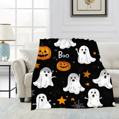 Boo Ghost and Pumpkin Blanket: Spooky Cute Halloween Design for Kids