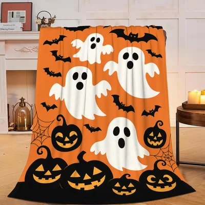 Ghosts and Pumpkins Halloween Blanket – Design 2