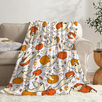 Halloween Ghosts Pumpkins Pattern Blanket: Spooky Autumn Fun