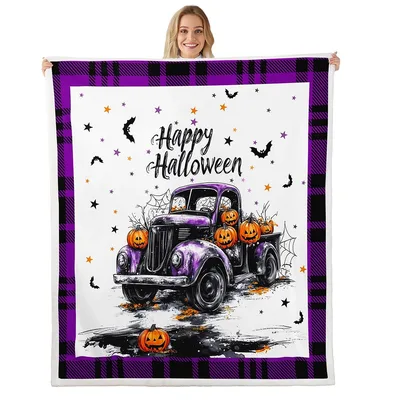 Happy Halloween Pumpkin Truck Blanket