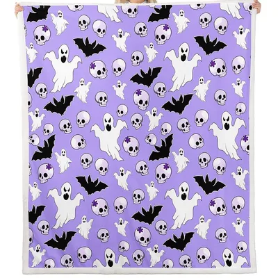 Ghosts and Bats Halloween Blanket Spooky Cartoon Pattern