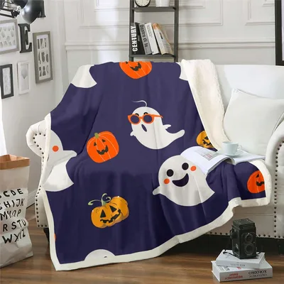 Cute Ghosts and Pumpkins Blanket for Kawaii Halloween Lovers