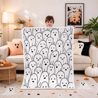 Cute Ghosts Pattern Blanket features a dense crowd