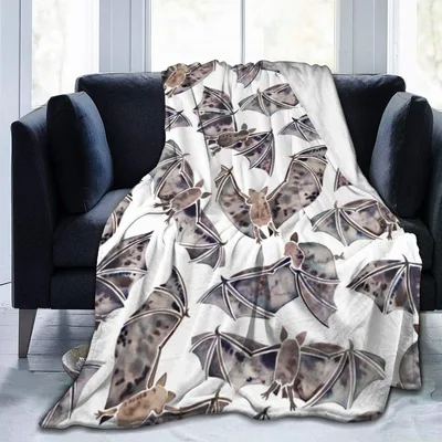 Watercolor Scary Bats Halloween Blanket for Spooky Season
