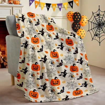 Fall Halloween Pumpkins Blanket: Spooky Autumn Design