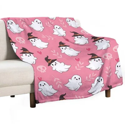 Cute Pink Ghosts Pattern Blanket