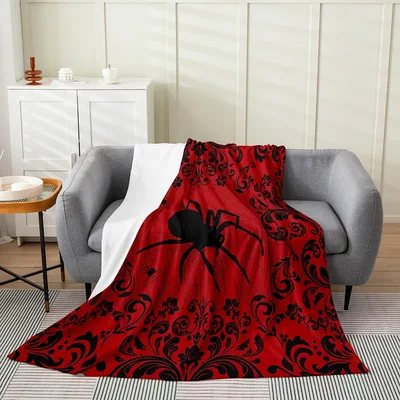 Spider Damask Red Pattern Blanket