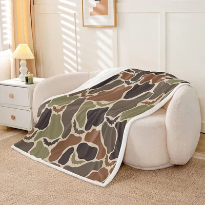 Bat Halloween Camo Pattern Blanket: Spooky Camouflage Design for Fall