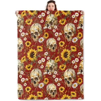 Skulls and Sunflowers Pattern Blanket No. 2 – Skulls