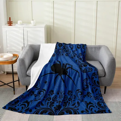 Spider Web Damask Pattern Blanket: Gothic Arachnid Design