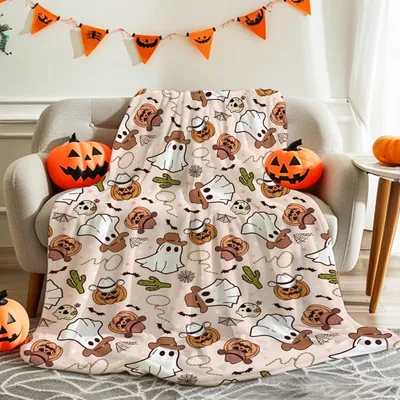 Cowboy Ghost Blanket: Spooky Western Halloween Throw for Fans