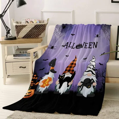 Halloween Hat Gnomes Blanket: Spooky Gnome Design on Purple