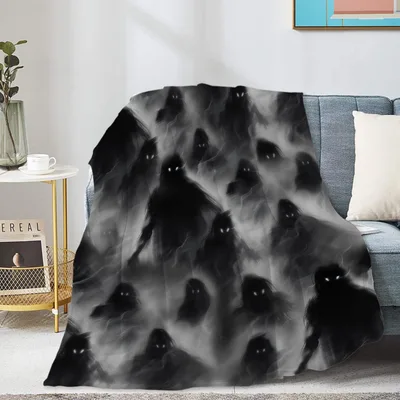 Horror Shadow Ghosts Pattern Blanket for Spooky Season Fans