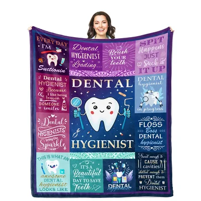 Dental Hygienist Humor Blanket features a patchwork