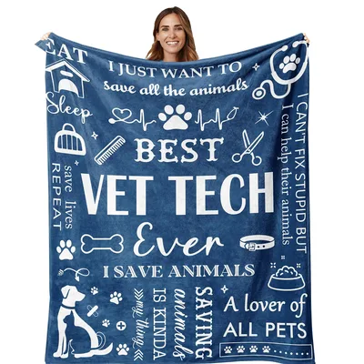 Vet Tech Blanket Best Vet Tech Ever Save All Animals Design