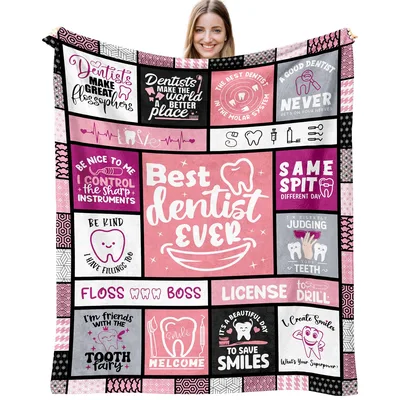Dentist Humor Pink Blanket: Best Dentist Ever Patchwork Design