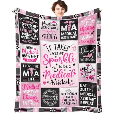 Medical Assistant Pink Blanket: Sparkle and Career Pride