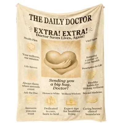 Doctor Appreciation Newspaper Blanket features THE DAILY