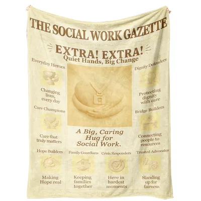 Social Worker Vintage Newspaper Blanket