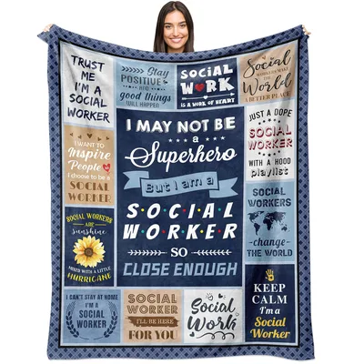 Social Worker Superhero Quote Blanket