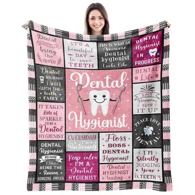 Dental Hygienist Tooth Collage Blanket for professionals