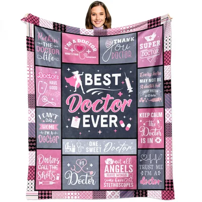 Best Doctor Ever Navy Blanket: Pink Medical Appreciation Design