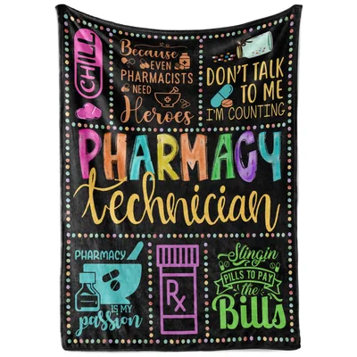 Pharmacy Technician Blanket featuring colorful prescription humor
