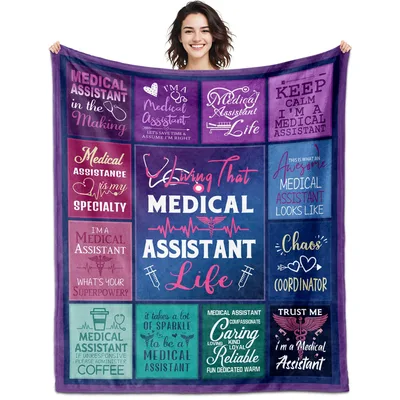 Medical Assistant Humor Blanket Features Patchwork Phrases