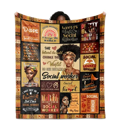 African American Social Worker Blanket featuring empowering quotes