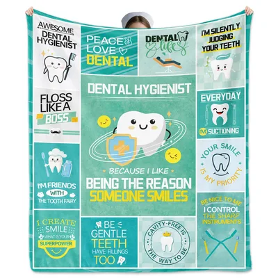 Dental Hygienist Because Blanket: A Collage of Dental Humor and Pride