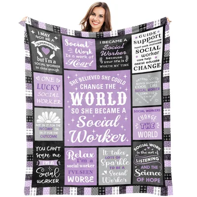 Social Worker Who Changed Blanket featuring patchwork quotes