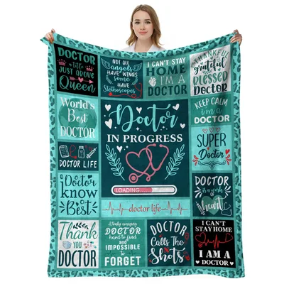 Doctor in Progress Heartbeat Blanket featuring medical quotes