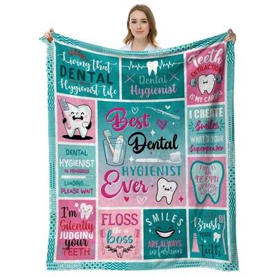 Teal Dental Hygienist Smile Blanket Celebrating Health Humor