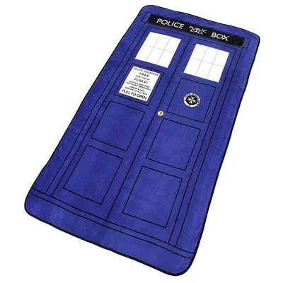 Blue Police Box Door Blanket: Iconic Blue Telephone Booth Design