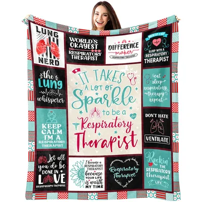 Respiratory Therapist Word Collage Blanket featuring lung graphics