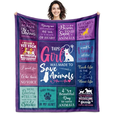 Vet Tech Animal Savers Blanket Celebrating Heroic Careers