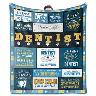 Dentist Typography Quotes Blanket featuring dental puns