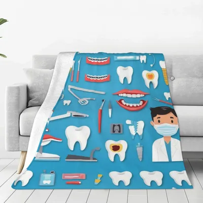 Dental Teeth and Tools Blanket