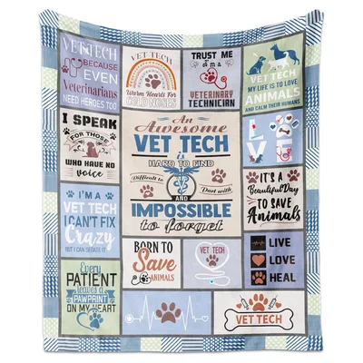 Awesome Vet Tech Appreciation Blanket featuring hard to find quotes