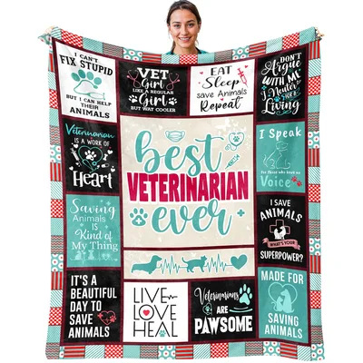 Best Veterinarian Ever Word Blanket Celebrating Animal Care Heroes