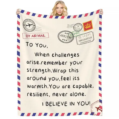 Encouragement Letter Blanket: A Warm Message in Air Mail Style