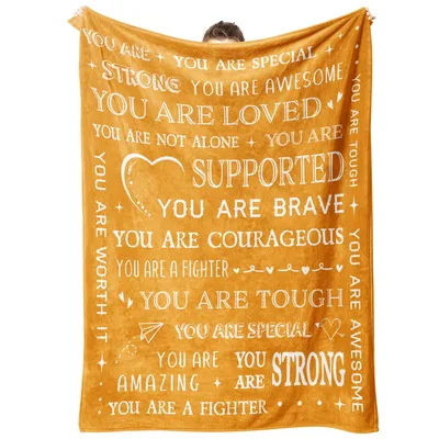 Encouragement Affirmations Blanket featuring words like You Are Strong