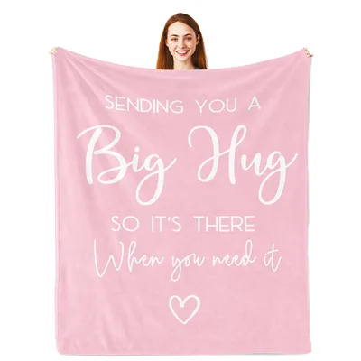 Pink Hug Heart Blanket Sending You a Big Hug Design