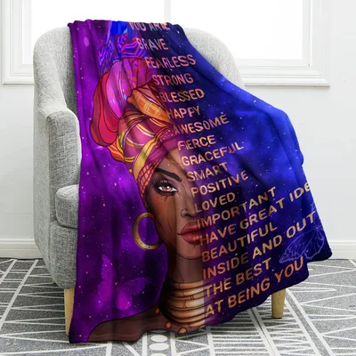 Strong Woman Blanket: Affirmation Portrait for Black Women
