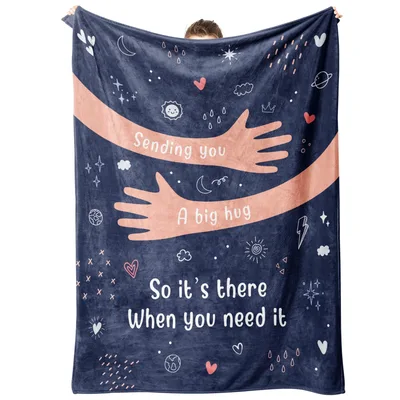 Hug in Navy Stars Blanket Sending You a Big Hug Design