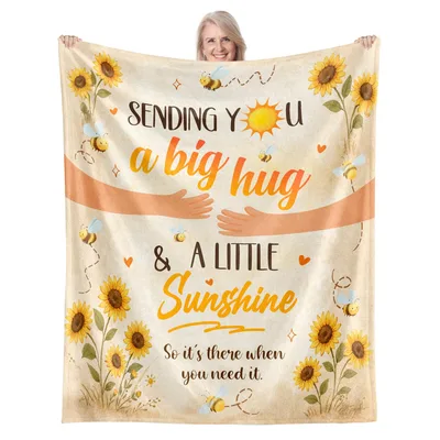 Get Well Hug Sunflowers Blanket: Sending You a Big Hug Design