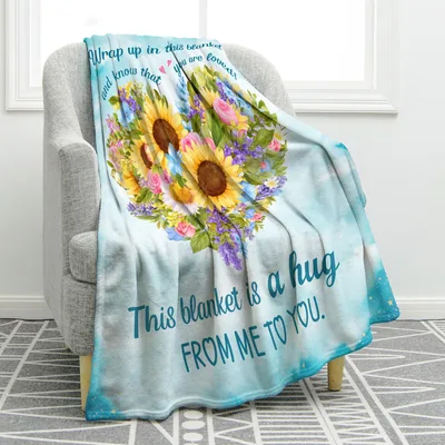 Sunflower Heart Hug Blanket featuring a floral wreath