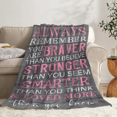 Inspirational Quote Encouragement Blanket featuring bold pink